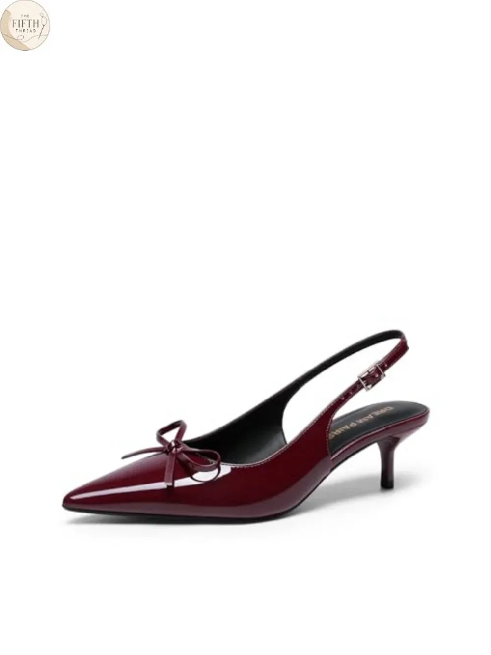 Women's Faux Leather Slingback Kitten Heel Pointed Toe Pumps